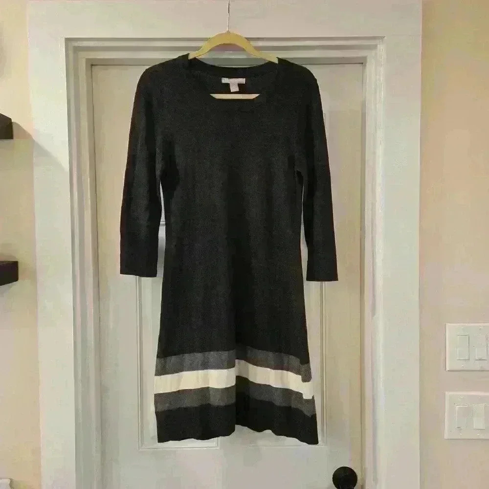 Banana Republic Lightweight Sweater Dress Crew Neck Dark Gray size Medium